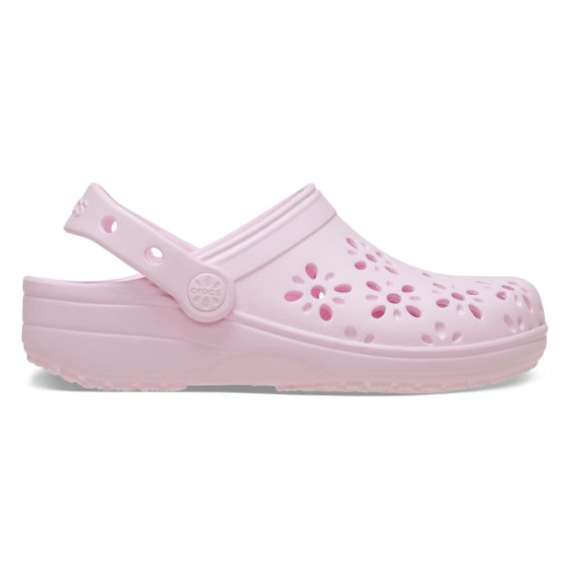 Crocs Classic Floral Cut Out Kids Clogs (210943) - Pink Milk