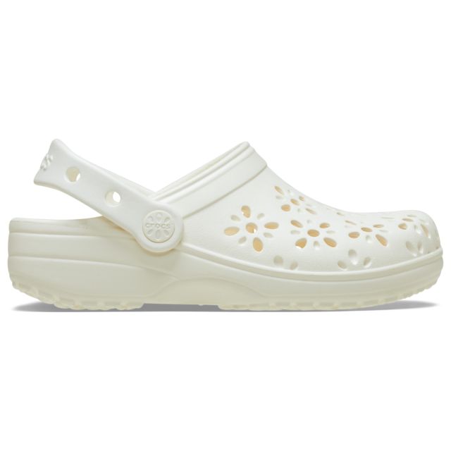 Crocs Classic Floral Cut Out Clogs (210927) - Chalk