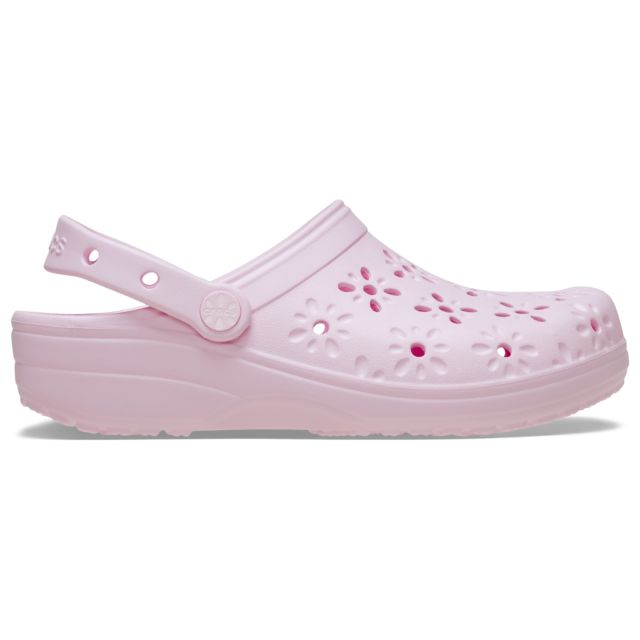 Crocs Classic Floral Cut Out Clogs (210927) - Pink Milk