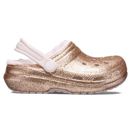 Crocs Classic Glitter Lined Kids Clog 207462 Gold Barely Pink World of Clogs
