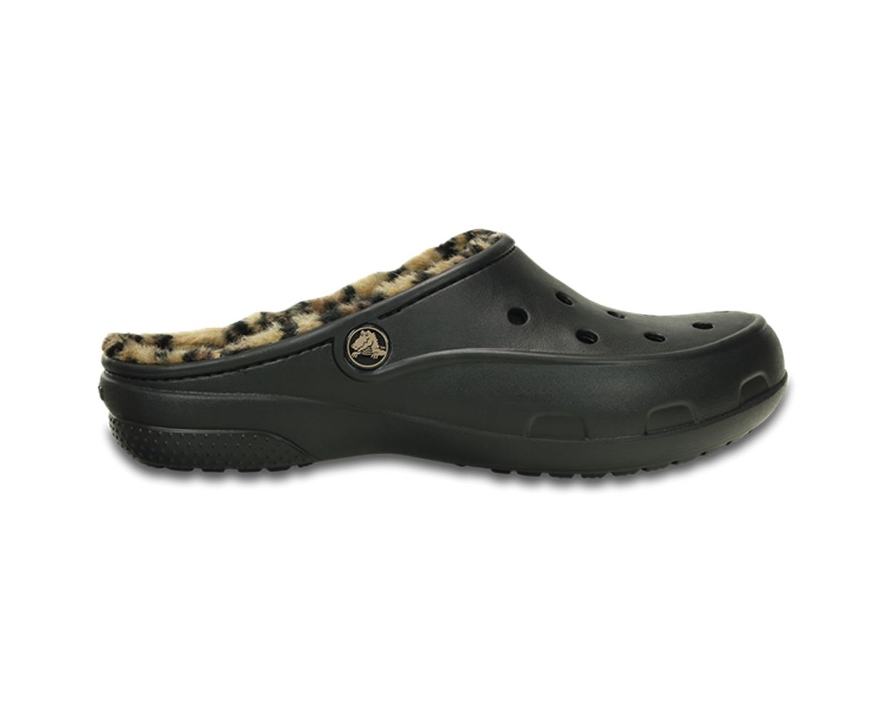 Crocs Freesail Leopard Lined Clog Black Gold World of Clogs