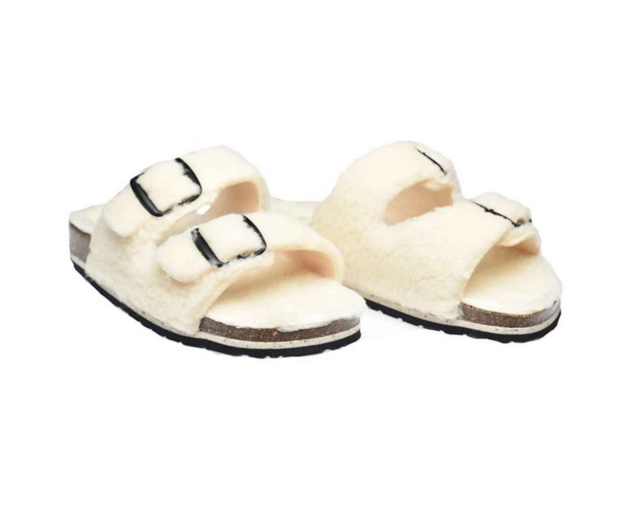 Sanita Solden Recycled Fur Sandals in Off White 480090